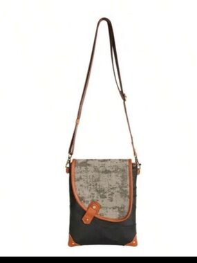 Textured Flap Crossbody Bag in Black and Brown